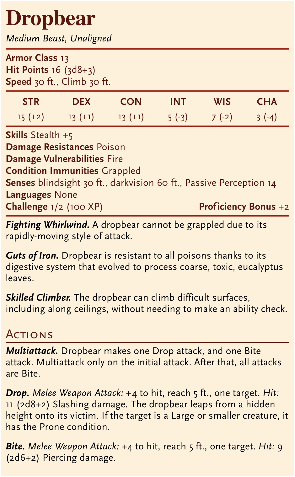 A 5e stat block for Dropbear