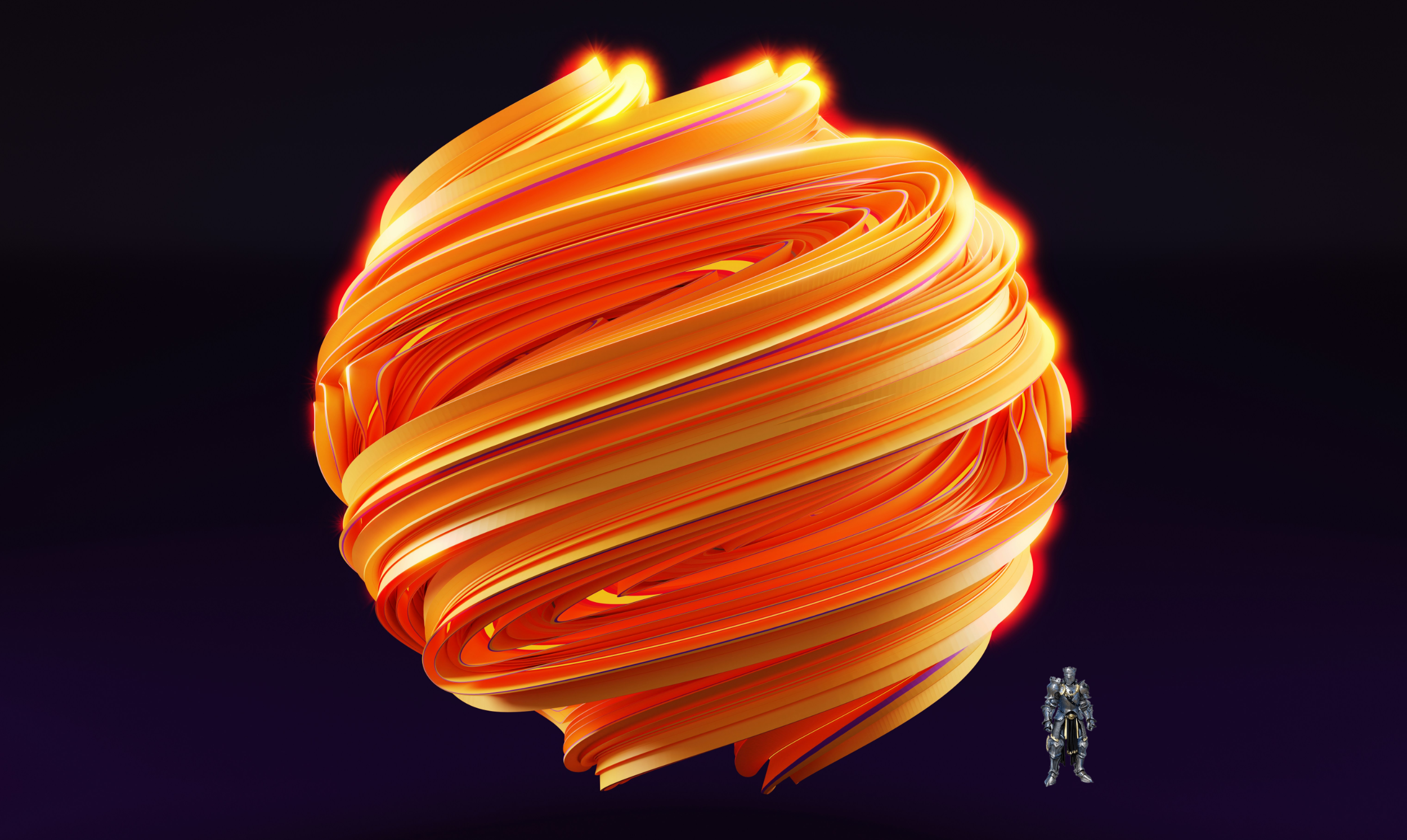 Comparison of the size of a Fireball spell to a human around 6' (180cm) tall.